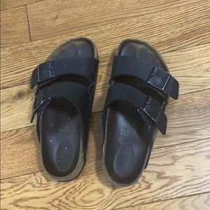 Black leather Birks